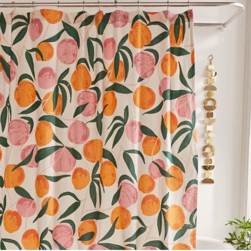 Urban outfitters peachy clean shower curtain and rug